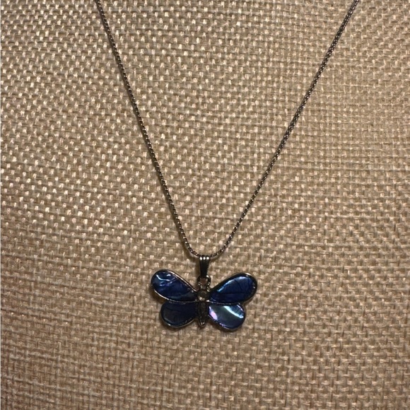 Genuine sea opal Butterfly Pendant Necklace - Picture 6 of 11